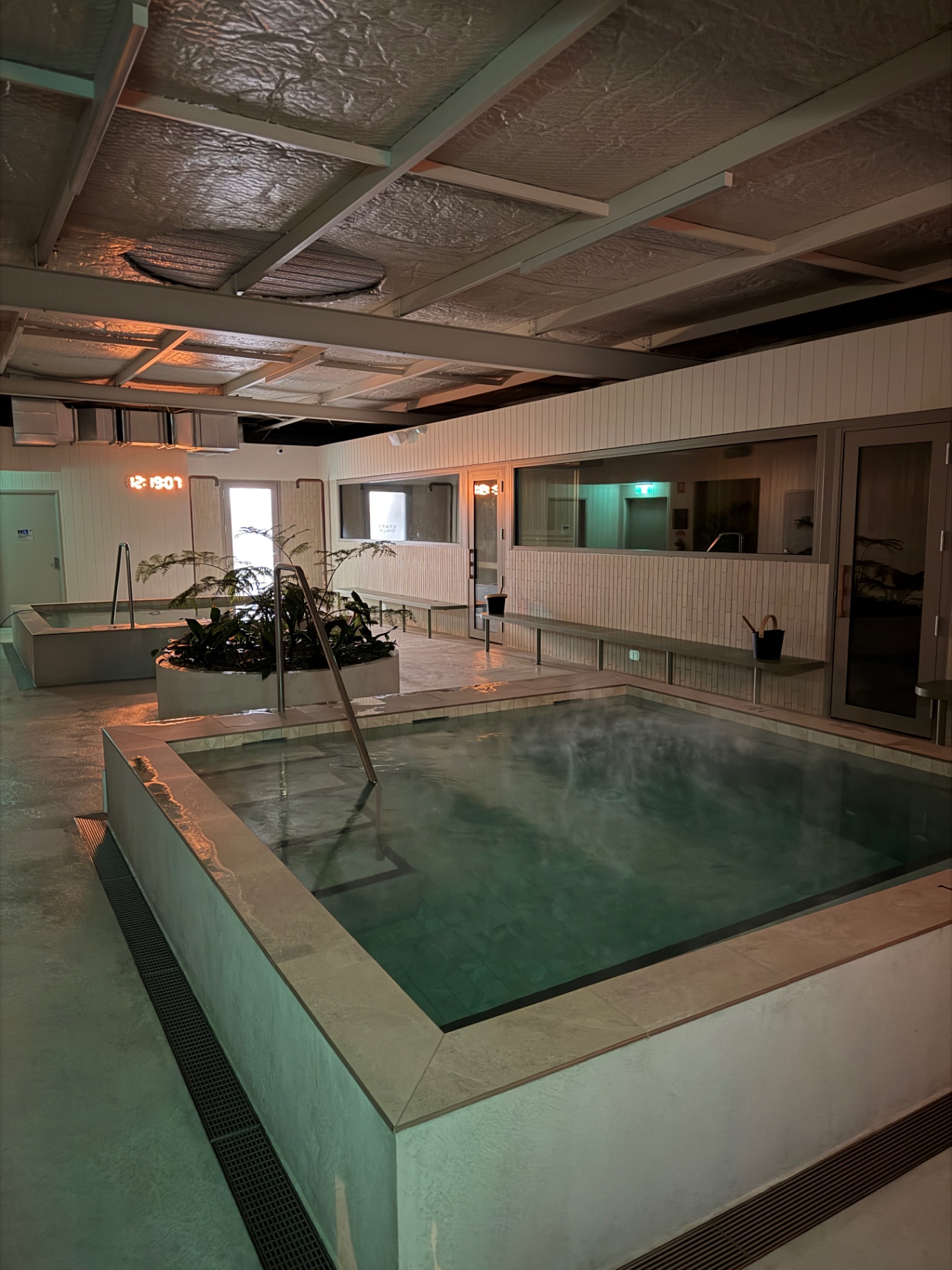 Wellness facility plunge pool clean
