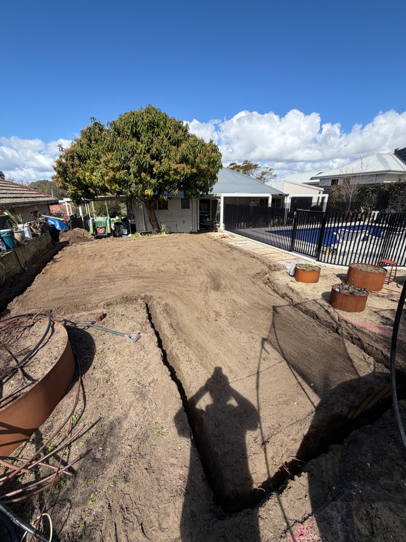 Poolside pad & trenching