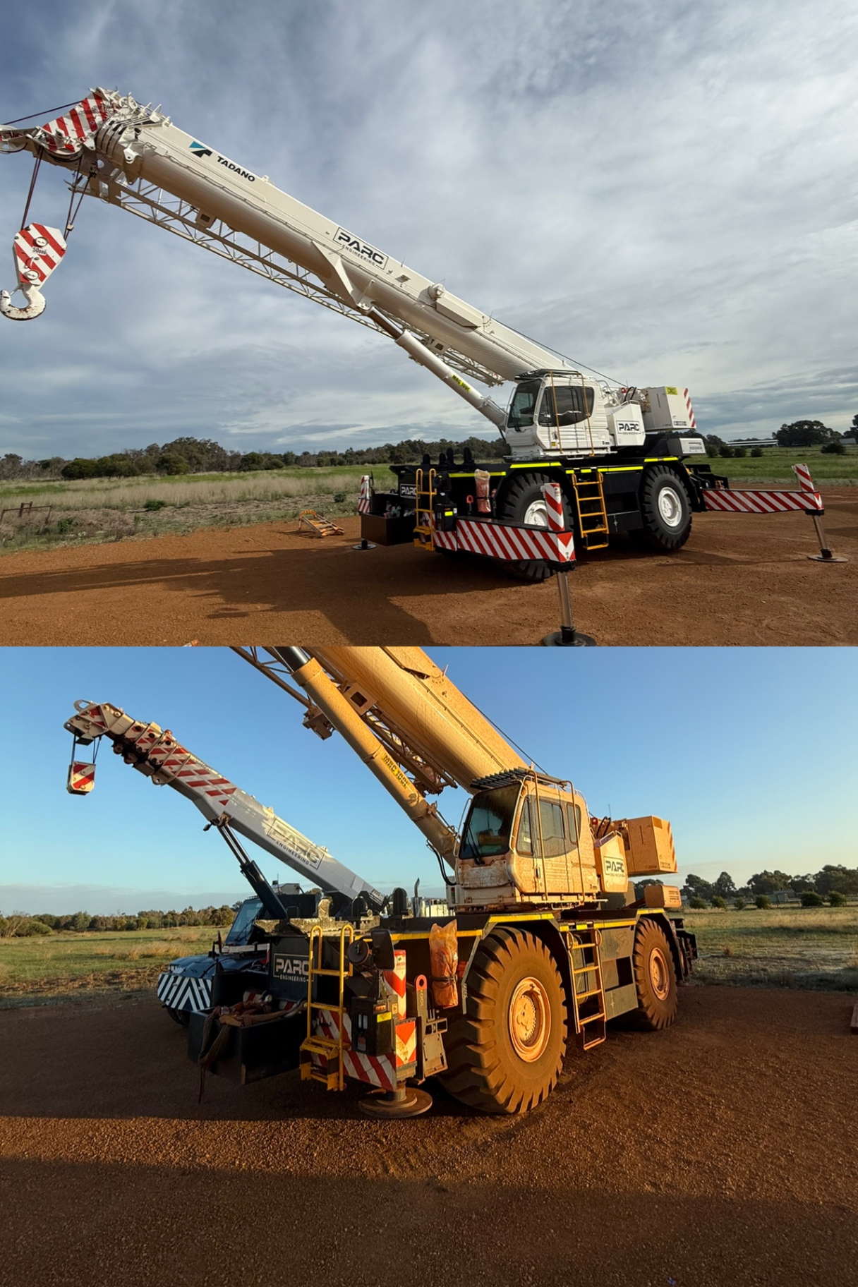 Crane before and after