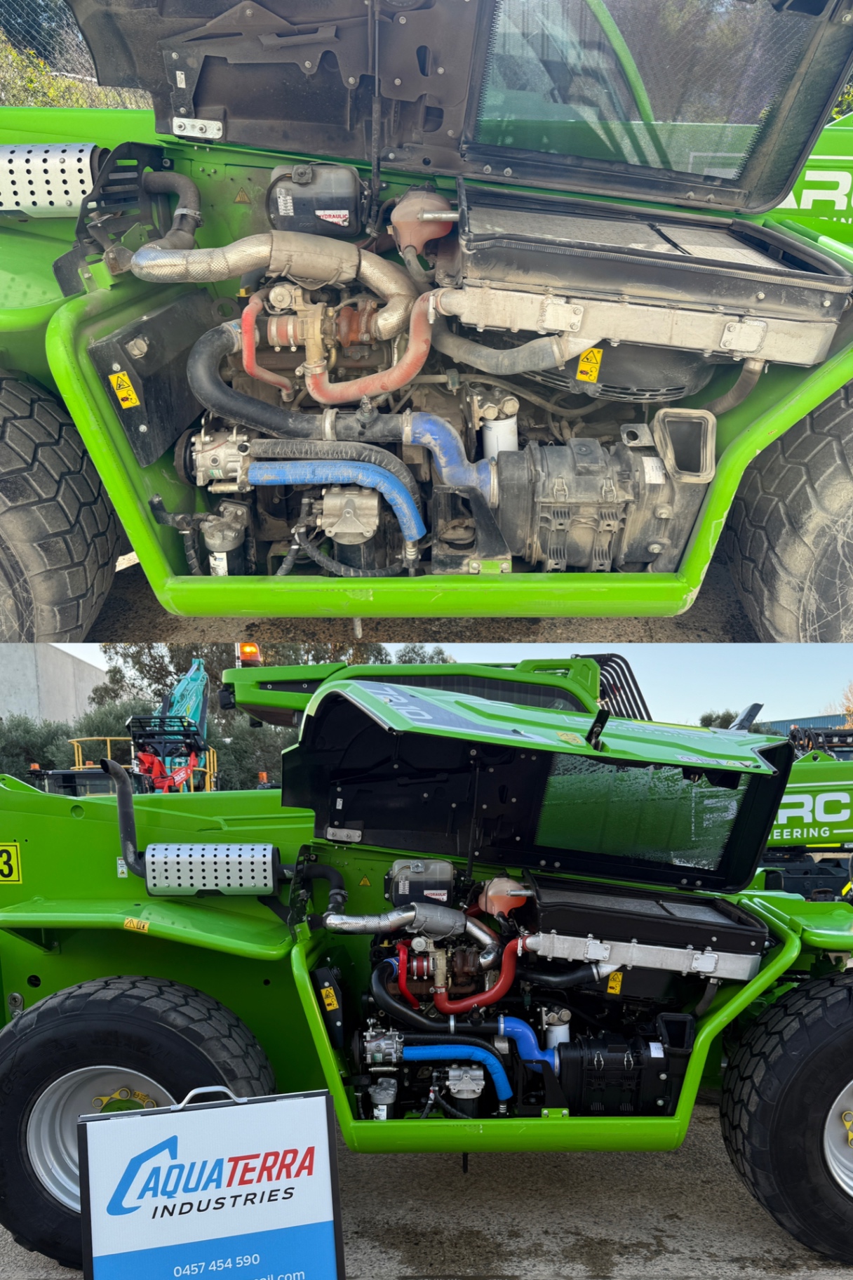 Merlo telehandler  -  engine bay